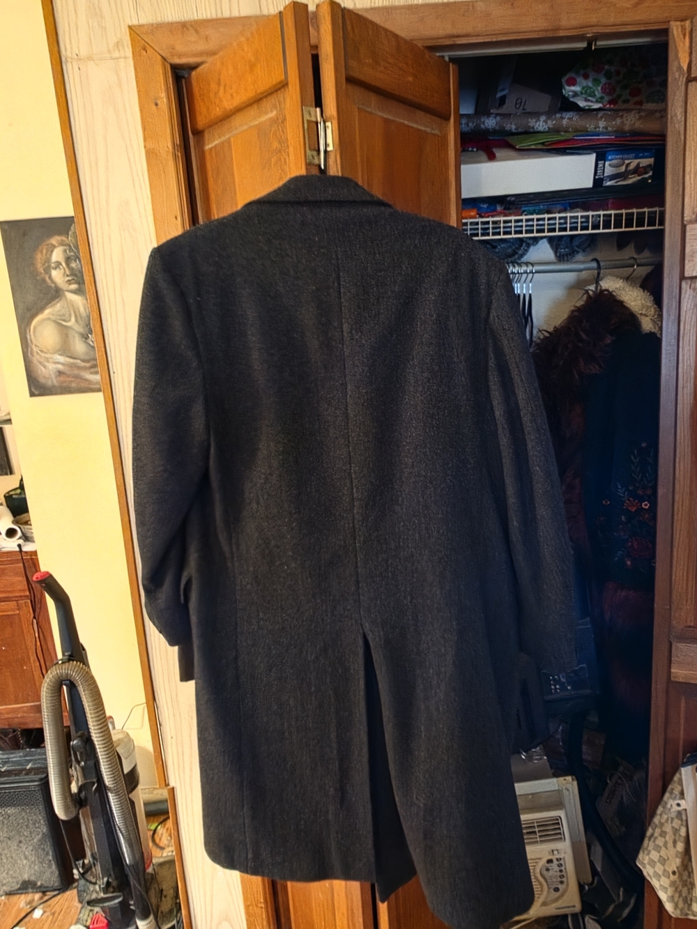 B.W. Harris Vintage Wool Topcoat Herringbone Gray Tweed Overcoat Mens L / 44R - Picture 2 of 5